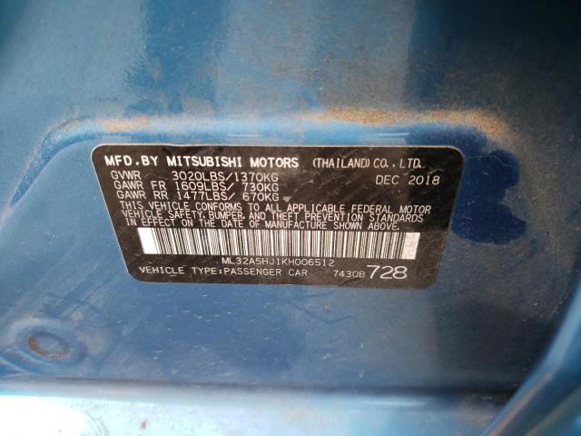2019 MITSUBISHI MIRAGE LE ML32A5HJ1KH006512