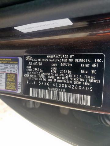5XXGT4L30KG280409 Kia Optima Lx 2019. Фото: 9