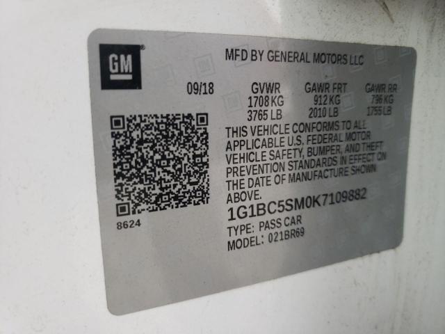 1G1BC5SM0K7109882 Chevrolet Cruze Ls 2019. Фото: 9