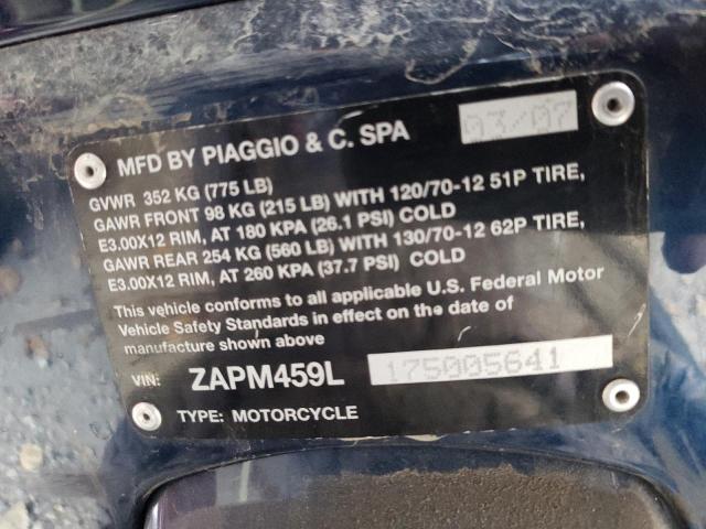 2007 VESPA GTS 250 ZAPM459L175005641