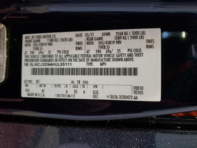 2017 LINCOLN MKC RESERV 5LMCJ3D94HUL55111