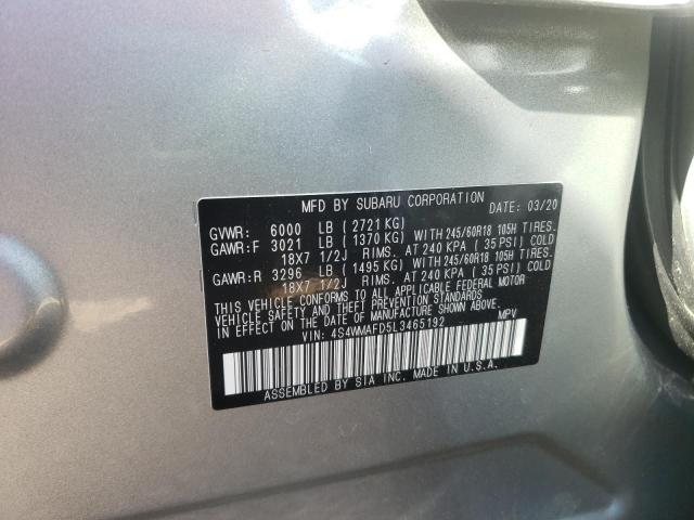 2020 SUBARU ASCENT PRE 4S4WMAFD5L3465192
