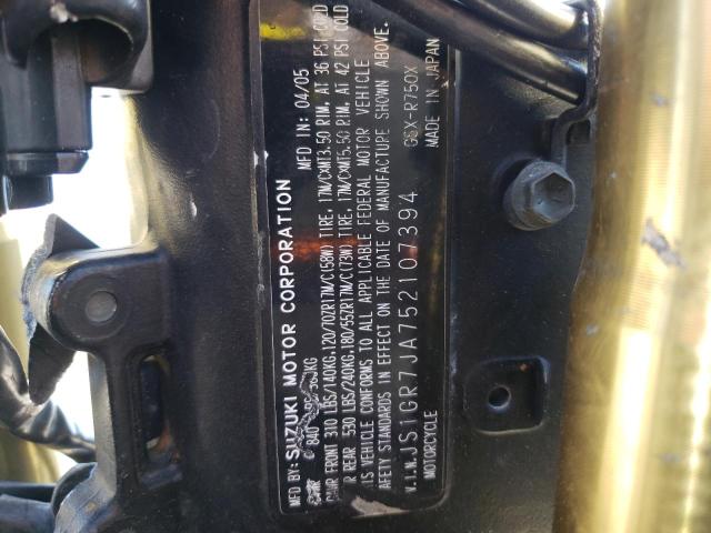 2005 SUZUKI GSX-R750 K JS1GR7JA752107394