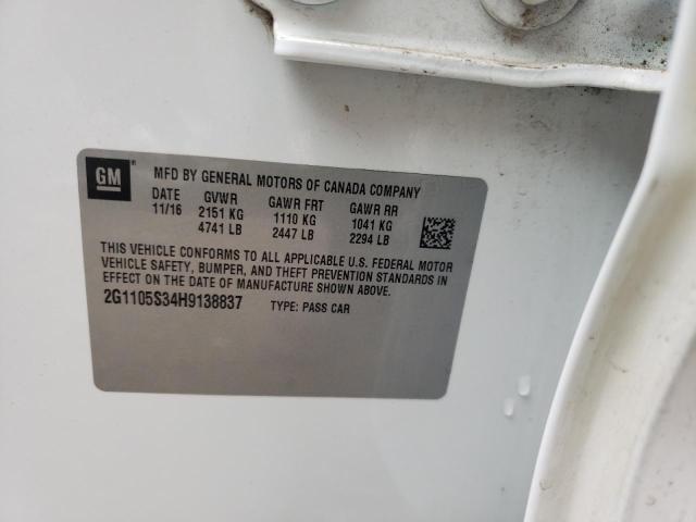 2017 CHEVROLET IMPALA LT 2G1105S34H9138837