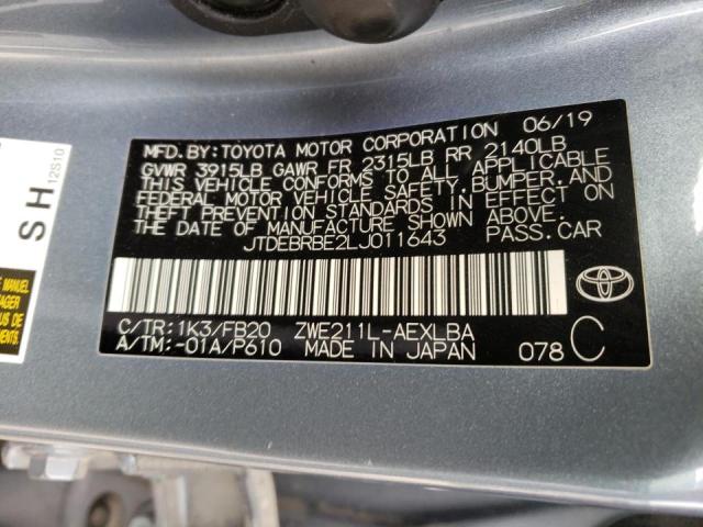2020 TOYOTA COROLLA LE JTDEBRBE2LJ011643