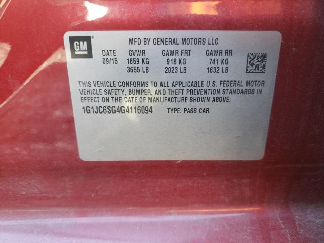 2016 CHEVROLET SONIC LT 1G1JC6SG4G4116094