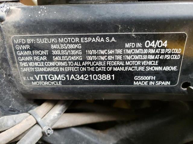 2004 SUZUKI GS500 FK VTTGM51A342103881