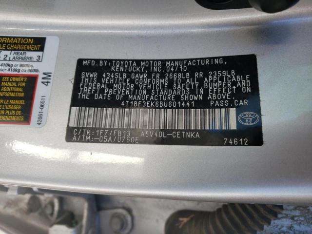 4T1BF3EK6BU601441 Toyota Camry Base 2011. Фото: 9