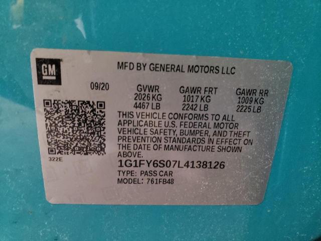 2020 CHEVROLET BOLT EV LT 1G1FY6S07L4138126