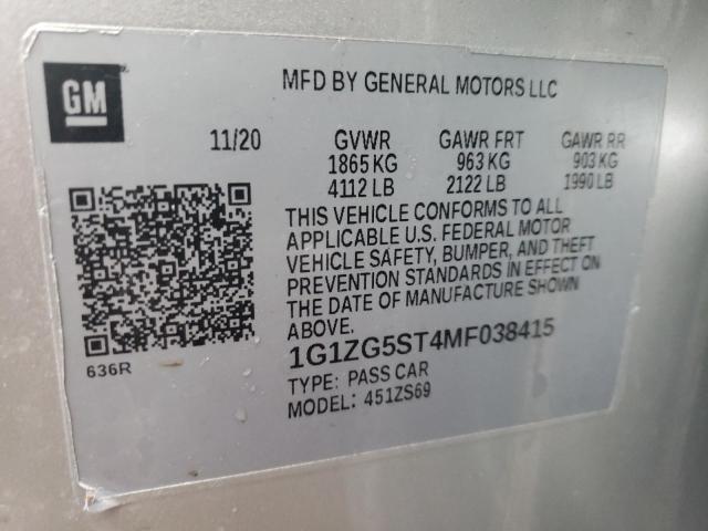 2021 CHEVROLET MALIBU RS 1G1ZG5ST4MF038415