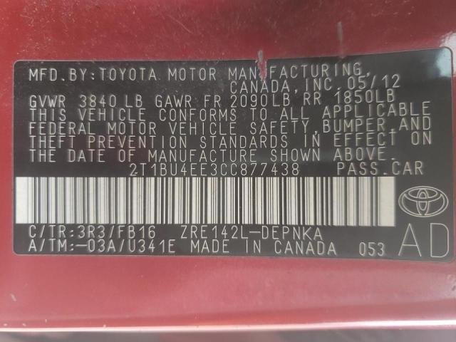 2T1BU4EE3CC877438 Toyota Corolla Ba 2012. Фото: 9