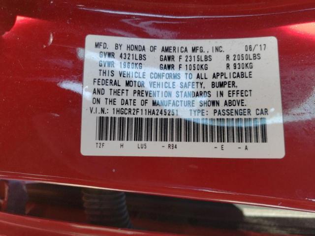 2017 HONDA ACCORD SPO - 1HGCR2F11HA245251