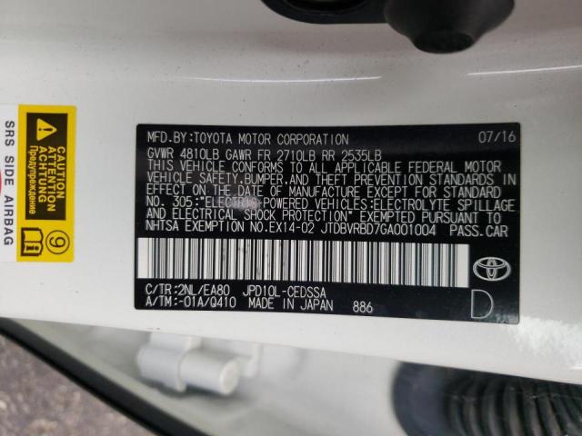 2016 TOYOTA MIRAI JTDBVRBD7GA001004