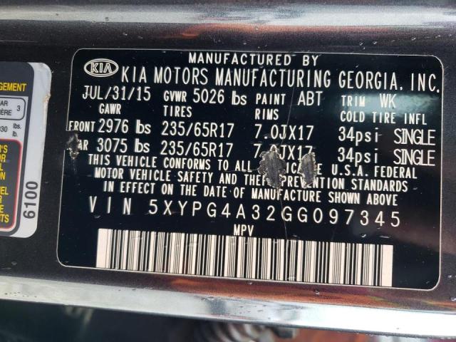 5XYPG4A32GG097345 KIA SORENTO LX