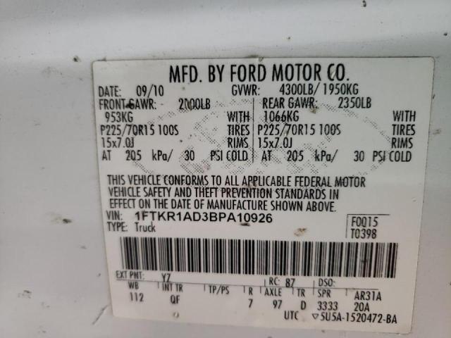 2011 FORD RANGER - 1FTKR1AD3BPA10926