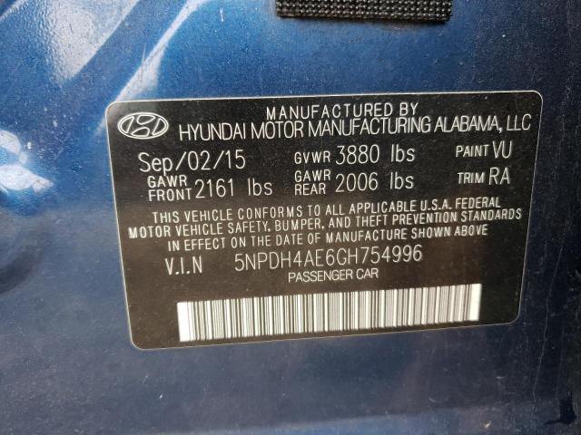 2016 HYUNDAI ELANTRA SE 5NPDH4AE6GH754996