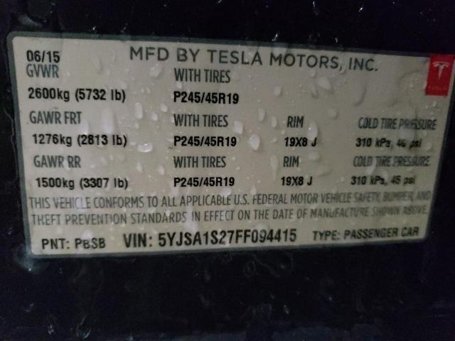 2015 TESLA MODEL S 70 5YJSA1S27FF094415