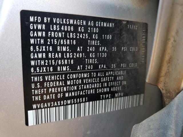 WVGAV3AX9DW559581 Volkswagen Tiguan S 2013. Фото: 9