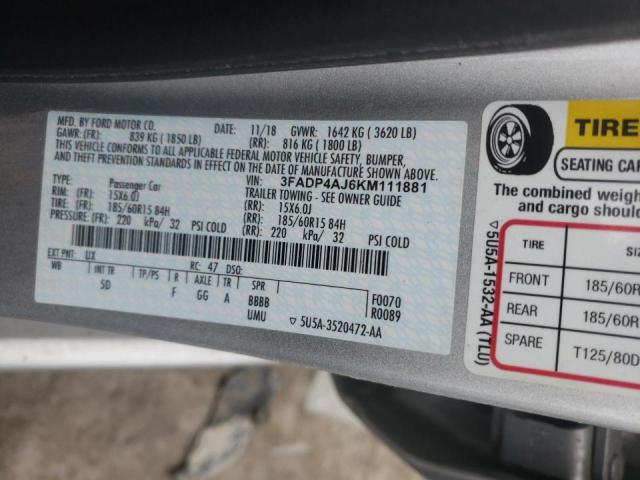 2019 FORD FIESTA S 3FADP4AJ6KM111881