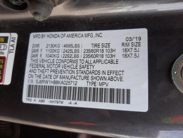 2019 HONDA CR-V EXL 5J6RW1H88KA025712