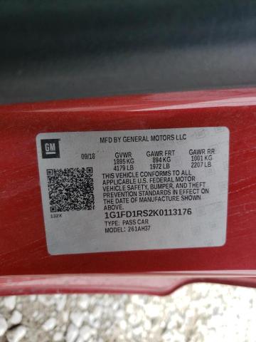 1G1FD1RS2K0113176 Chevrolet Camaro Lt 2019. Фото: 9