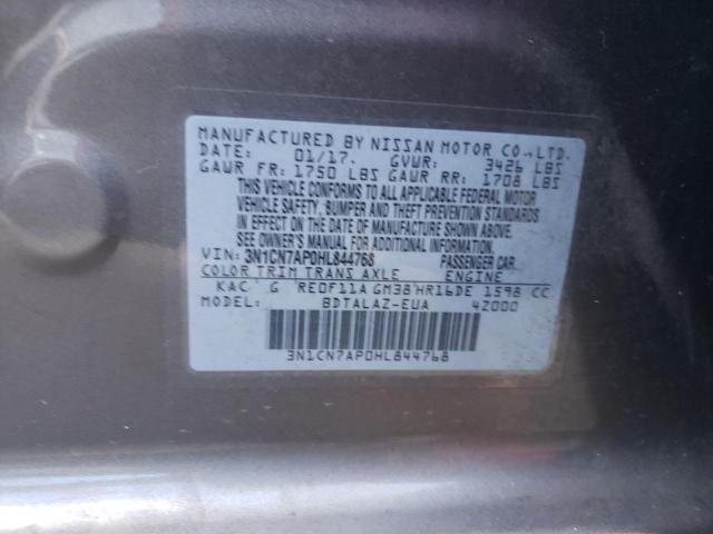 3N1CN7AP0HL844768 Nissan Versa S 2017. Фото: 9