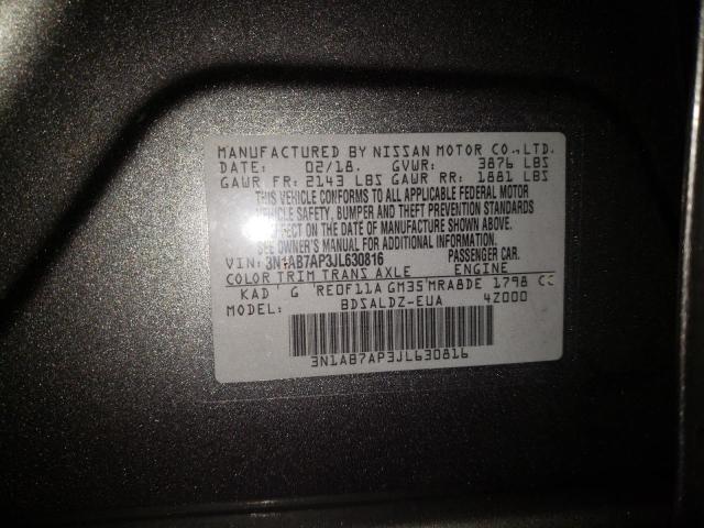 3N1AB7AP3JL630816 Nissan Sentra S 2018. Фото: 9