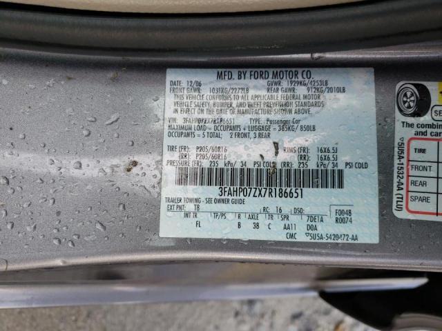 3FAHP07ZX7R186651 Ford Fusion Se 2007. Фото: 9