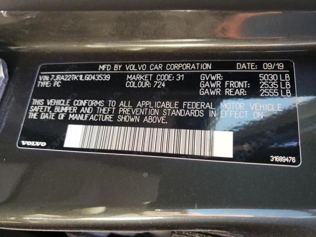 2020 VOLVO S60 T6 MOM 7JRA22TK1LG043539