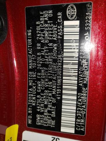 2018 TOYOTA CAMRY SE A 4T1B11HK0JU538236
