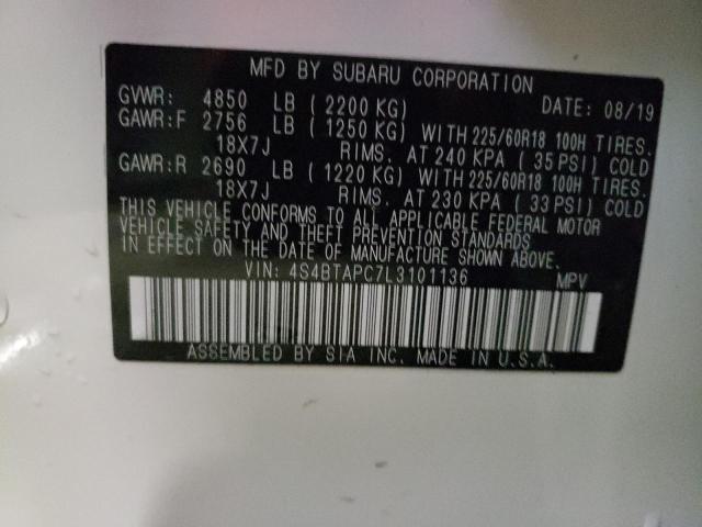 2020 SUBARU OUTBACK TO 4S4BTAPC7L3101136