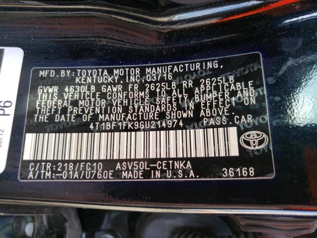 2016 TOYOTA CAMRY LE - 4T1BF1FK9GU214974