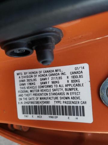 2HGFB6E58EH704981 Honda Civic Si 2014. Фото: 9