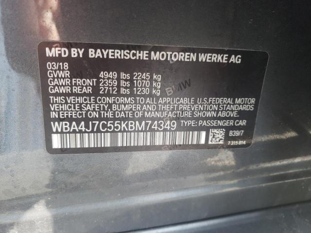 2019 BMW 440XI GRAN WBA4J7C55KBM74349