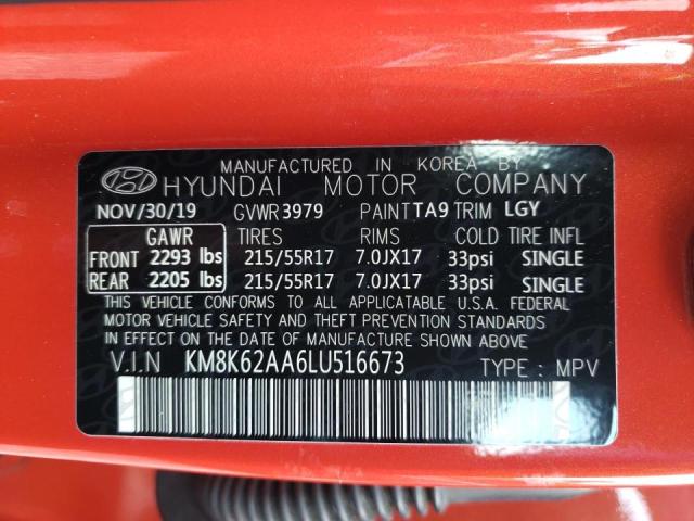 2020 HYUNDAI KONA SEL P KM8K62AA6LU516673