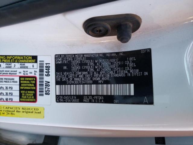 VIN 5TDYK3DC7ES470999 2014 Toyota Sienna, Xle no.10