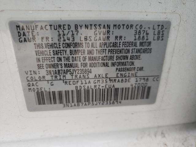 2018 NISSAN SENTRA S 3N1AB7AP5JY235894