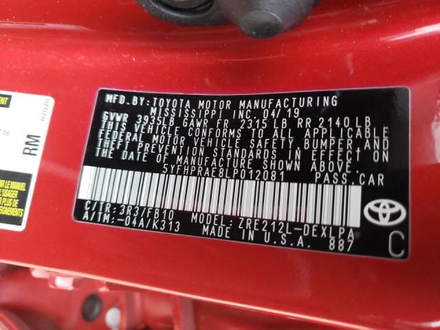 2020 TOYOTA CORONA LE 5YFHPRAE8LP012081