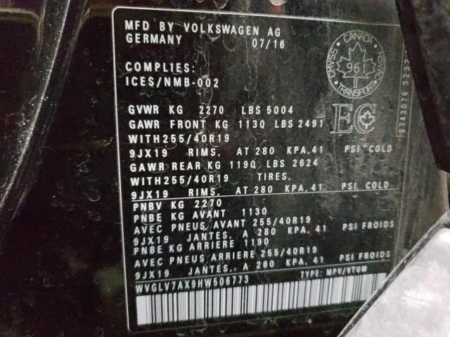 2017 VOLKSWAGEN TIGUAN HIG WVGLV7AX9HW506773