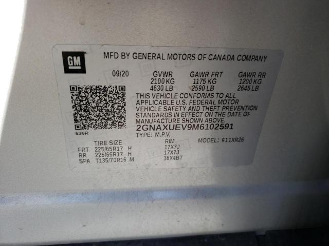 2021 CHEVROLET EQUINOX LT 2GNAXUEV9M6102591