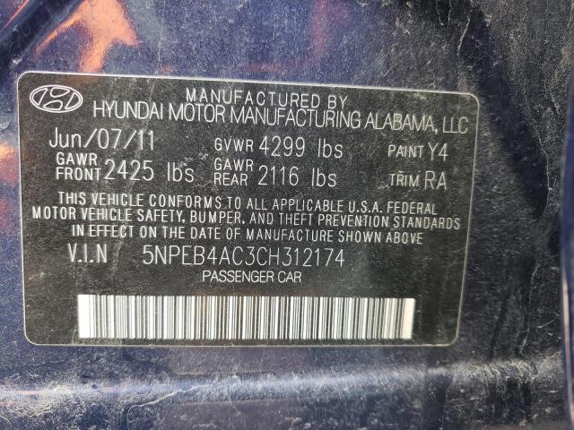 5NPEB4AC3CH312174 Hyundai Sonata Gls 2012. Фото: 9