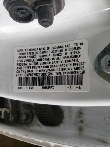 2015 HONDA CIVIC EXL 19XFB2F9XFE093924