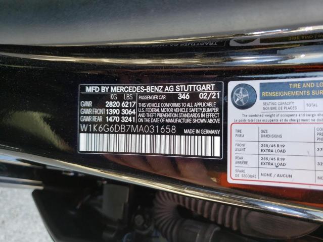 2021 MERCEDES-BENZ S 500 4MAT W1K6G6DB7MA031658