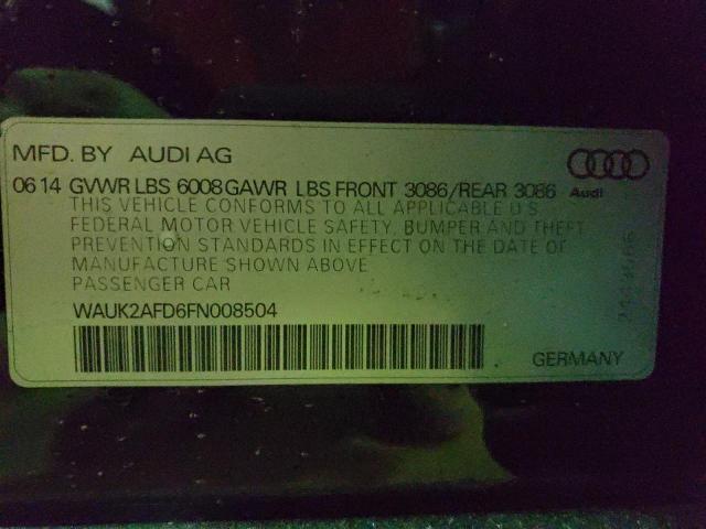 2015 AUDI S8 QUATTRO WAUK2AFD6FN008504