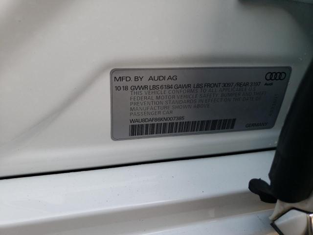 2019 AUDI A8 L WAU8DAF86KN007385