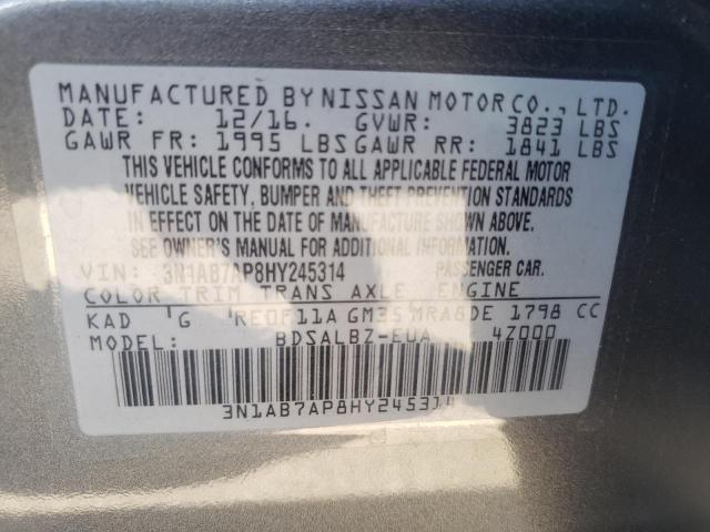 2017 NISSAN SENTRA S 3N1AB7AP8HY245314