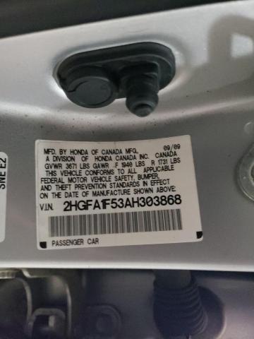 2HGFA1F53AH303868 Honda Civic Lx 2010. Фото: 9
