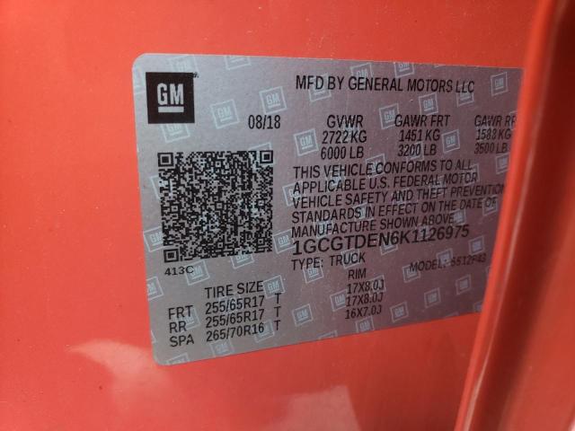 2019 CHEVROLET COLORADO Z 1GCGTDEN6K1126975