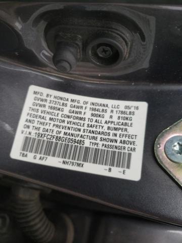 19XFC2F88GE059485 Honda Civic Ex 2016. Фото: 9