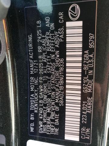 2022 LEXUS ES350 58ADZ1B18NU118336